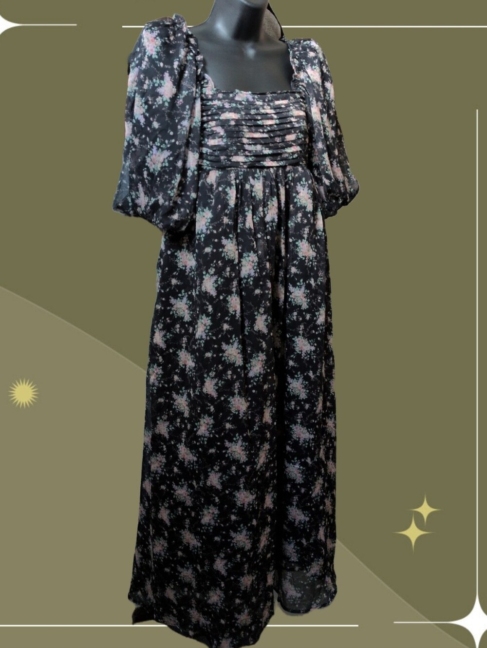 ✨Nwt Worth collective Melodie maxi dress in black floral Size M